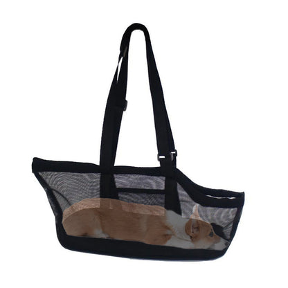 NNEAGS Black Pet Carrier Bag Breathable Net Mesh Tote Pouch Dog Cat Travel Essentials
