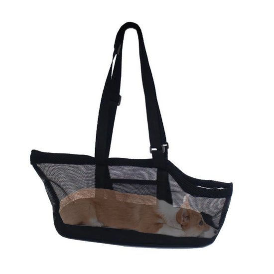 NNEAGS Black Pet Carrier Bag Breathable Net Mesh Tote Pouch Dog Cat Travel Essentials