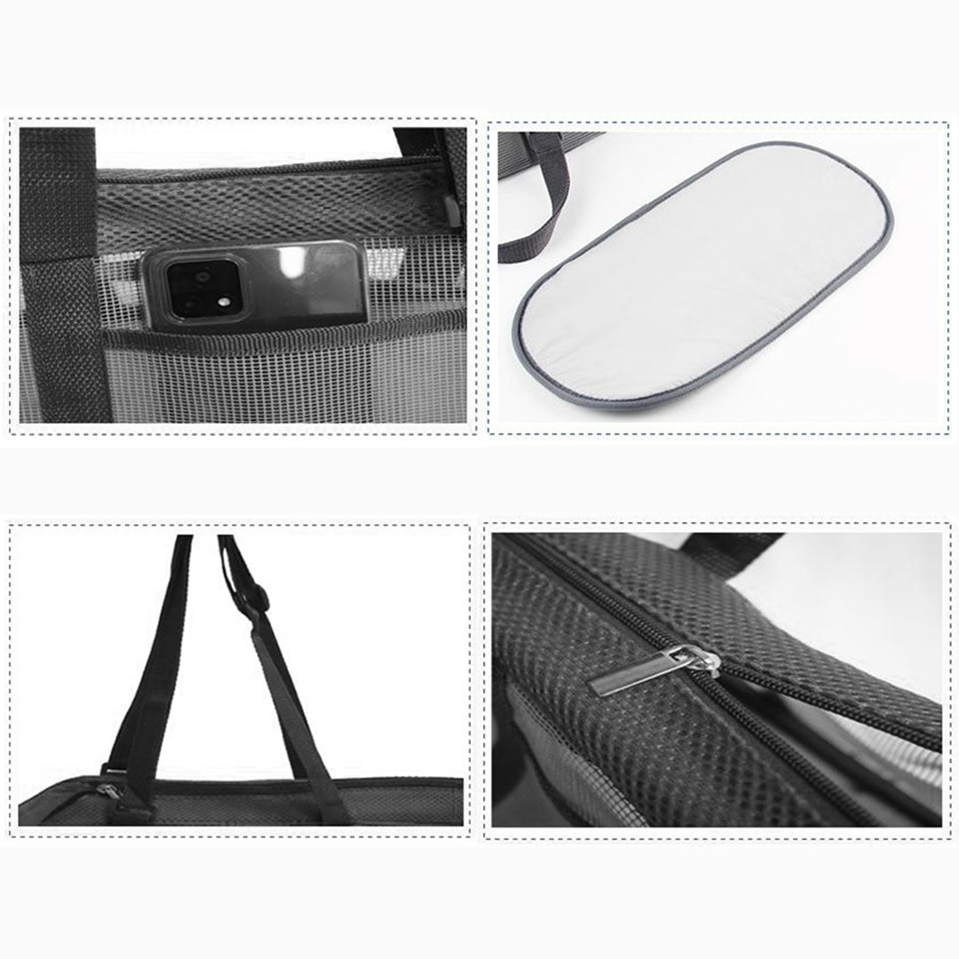 NNEAGS Black Pet Carrier Bag Breathable Net Mesh Tote Pouch Dog Cat Travel Essentials