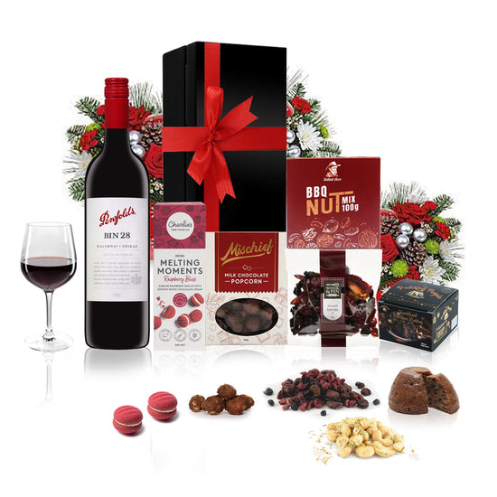 Red Wine, Nibbles & Pudding Gift Hamper