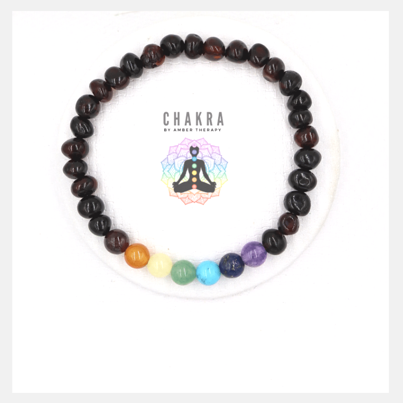 Chakra & Cherry Amber Adult Bracelet