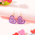 Candy Colour Pink Purple Acrylic Heart Pendant Earrings Festival Jewellery Gift