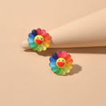 Cute Colourful Flower Acrylic Smile Face Stud Earrings Girlfriend Lover Y2k Gift