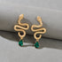 Snake Drop Earrings Dangle Big Green Rhinestone Emerald Charm Stud Punk Jewelry
