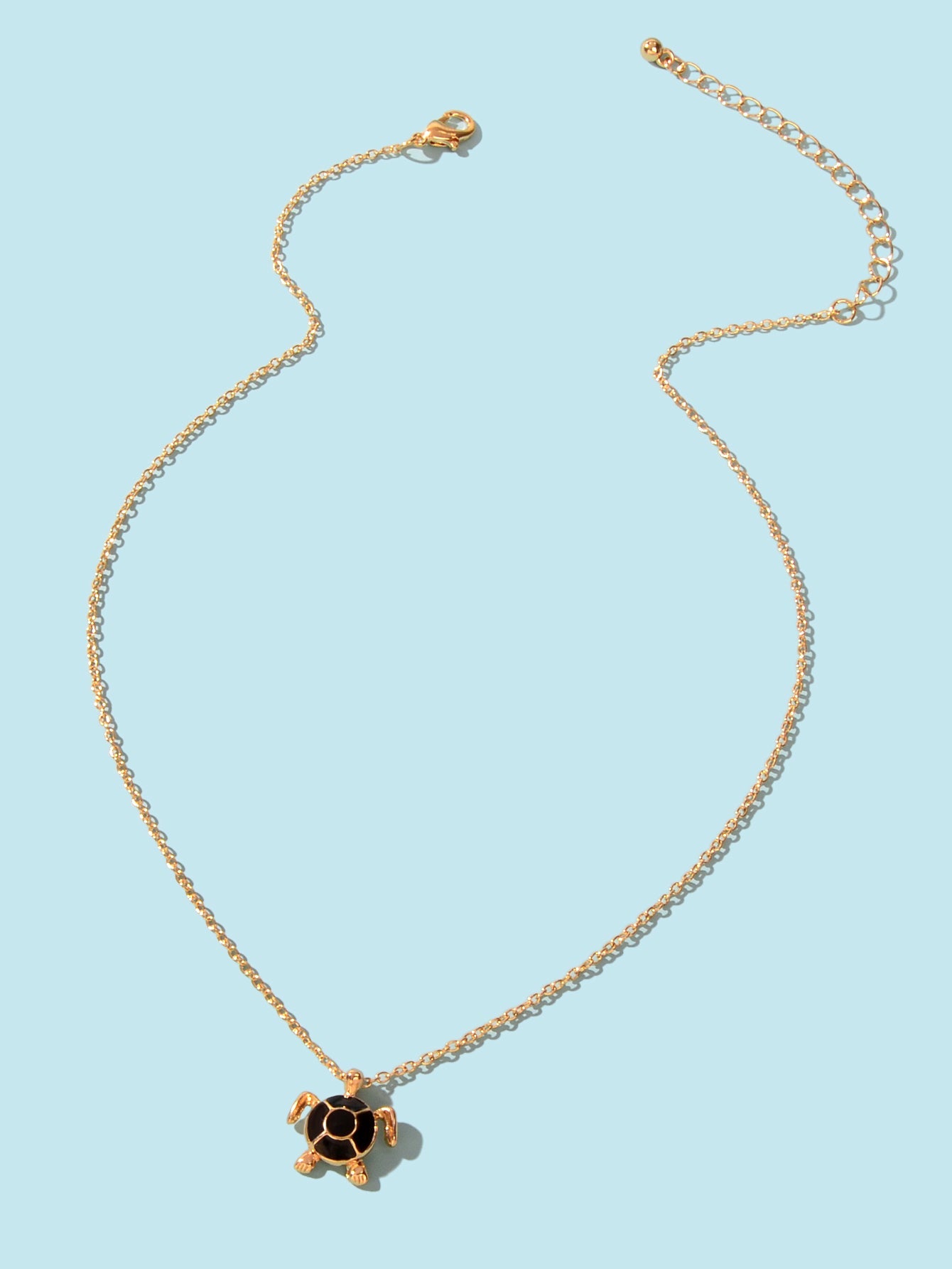 Ocean Animals Jewellery Gold Chain Black Tortoise Pendant Necklace Girls Gifts