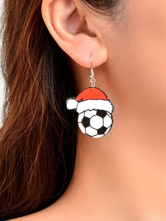 Christmas Hat Drop Earrings Soccer Ball Football Gift New Dangle Charm Jewellery
