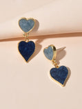 Nice Collection Blue Enamel Heart Drop Love Earrings Dainty Gift for Women Girls