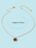 Ocean Animals Jewellery Gold Chain Black Tortoise Pendant Necklace Girls Gifts