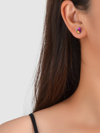 5pairs Funny Gifts Candy Color Small Heart Stud Earrings Lovely Ladies Jewellery