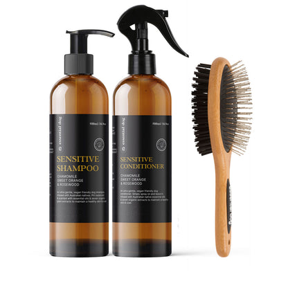 500ml Sensitive Shampoo & Conditioner & Natural Bamboo Brush