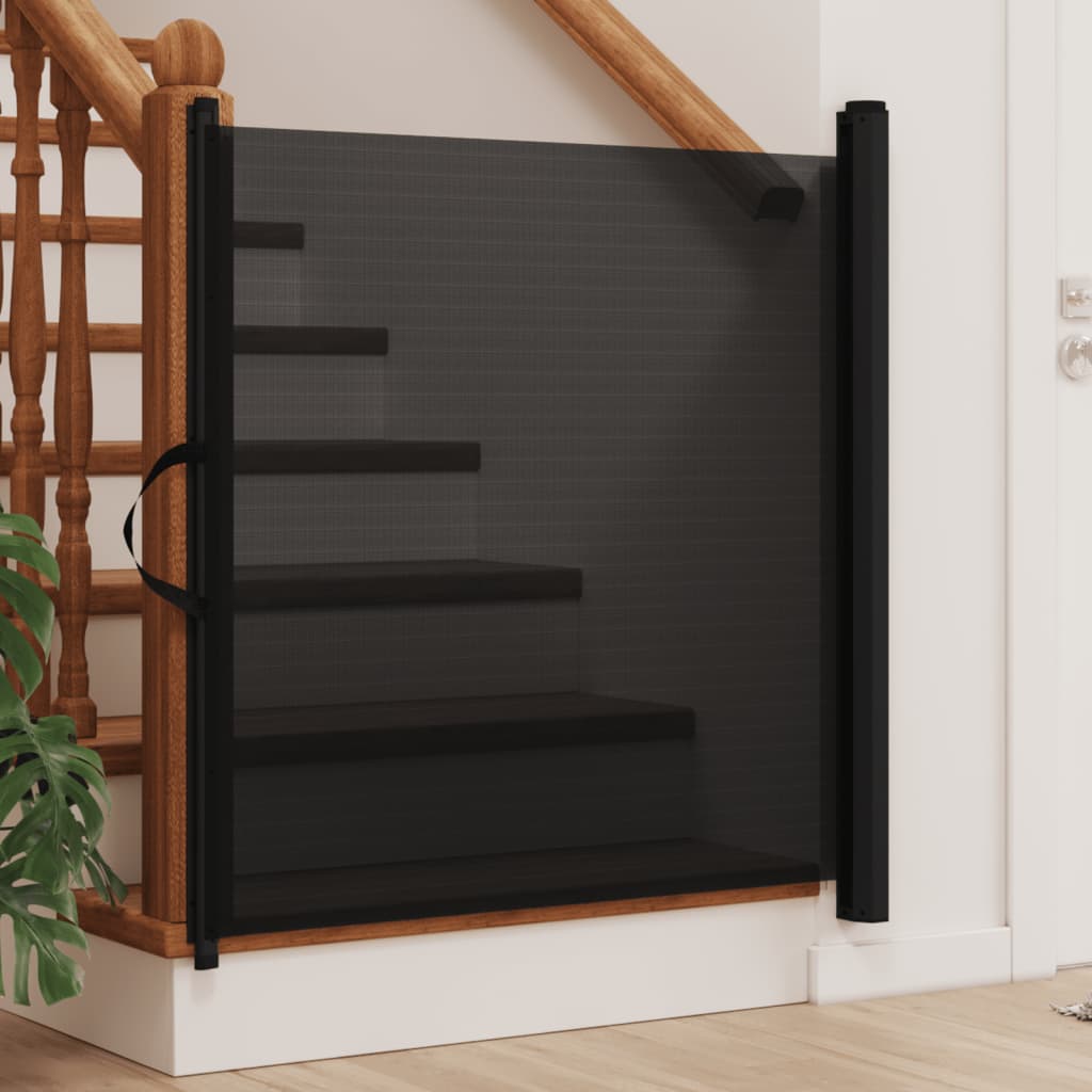 NNEVL Retractable Pet Gate Black 117.5x125 cm
