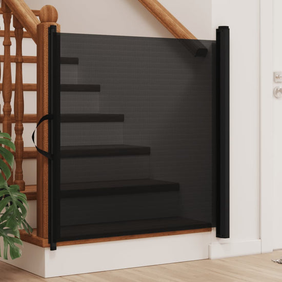 NNEVL Retractable Pet Gate Black 117.5x125 cm