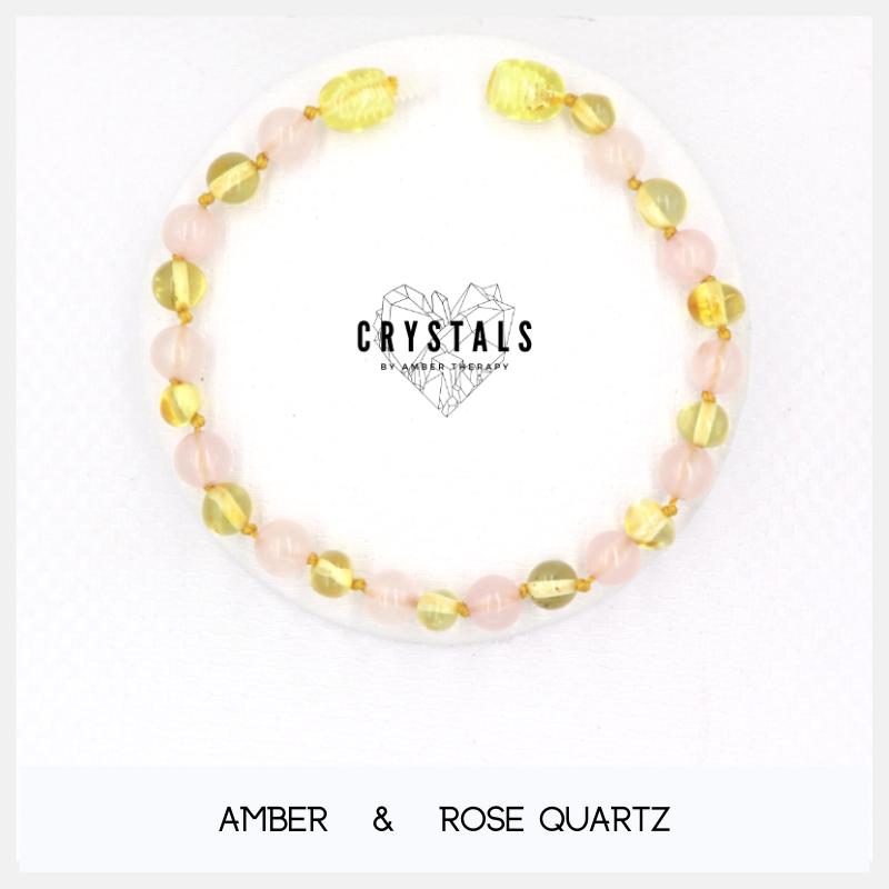 Amber & Rose Quartz Adult Bracelet