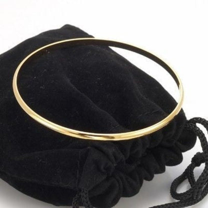 18ct Heavy Yellow Gold Plated Plain 3mm Bangle - USA Made