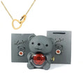 NNEOBA Eternal Rose Teddy Bear Gift Box with Necklace (Gray Rose gold)