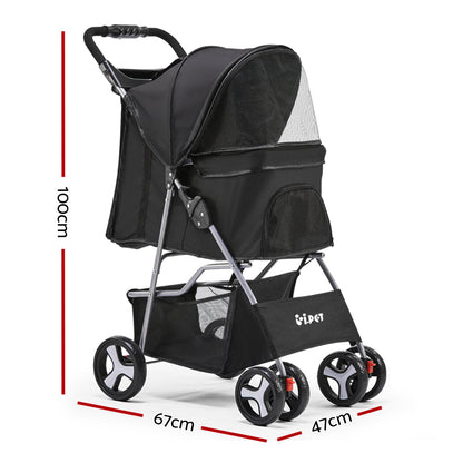 NNEDSZ 4 Wheel Pet Stroller - Black