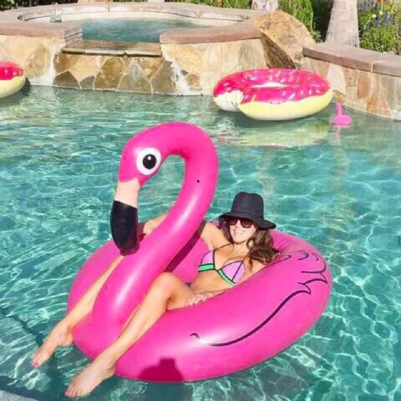 Inflatable Flamingo Swimming Ring for Adults