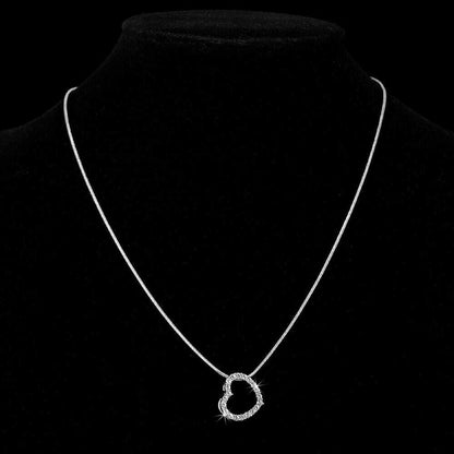 Solid 925 Sterling Silver Heart Pendant Necklace Made with SWAROVSKI Crystals