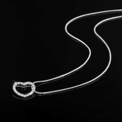 Solid 925 Sterling Silver Heart Pendant Necklace Made with SWAROVSKI Crystals
