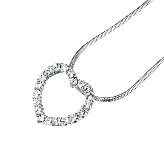 Solid 925 Sterling Silver Heart Pendant Necklace Made with SWAROVSKI Crystals
