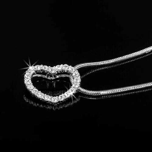 Solid 925 Sterling Silver Heart Pendant Necklace Made with SWAROVSKI Crystals