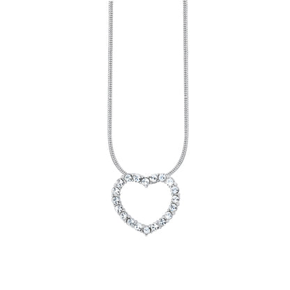 Solid 925 Sterling Silver Heart Pendant Necklace Made with SWAROVSKI Crystals