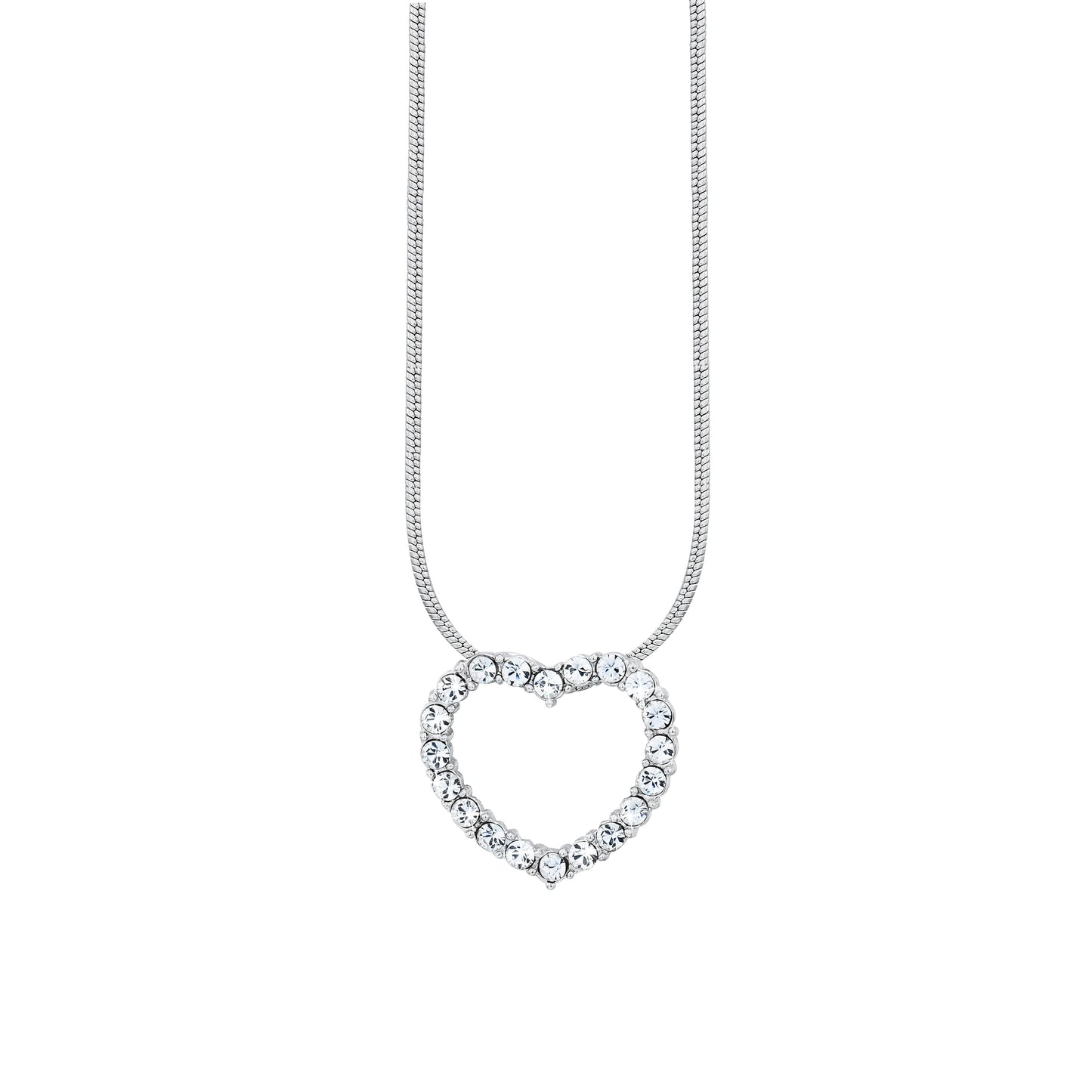 Solid 925 Sterling Silver Heart Pendant Necklace Made with SWAROVSKI Crystals