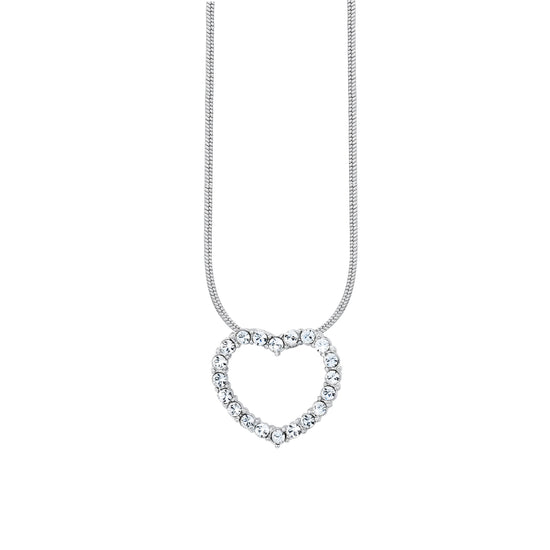 Solid 925 Sterling Silver Heart Pendant Necklace Made with SWAROVSKI Crystals