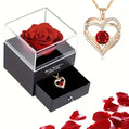 Red Zircon Pendant Necklace in Rose Gift Box