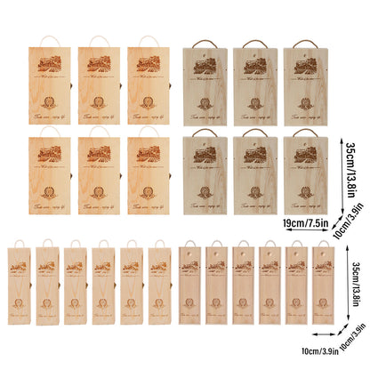 6pcs Red Wine Wooden Gift Box Packaging Storage Box for Wine Bottle Gifts - Double pull-out