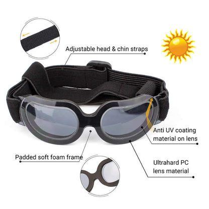 NNEDSZ Blue Lenses Pet Sunglasses for Dogs and Cats – UV Protection, Adjustable Strap, Anti-Wind and Anti-Fog Pet Goggles