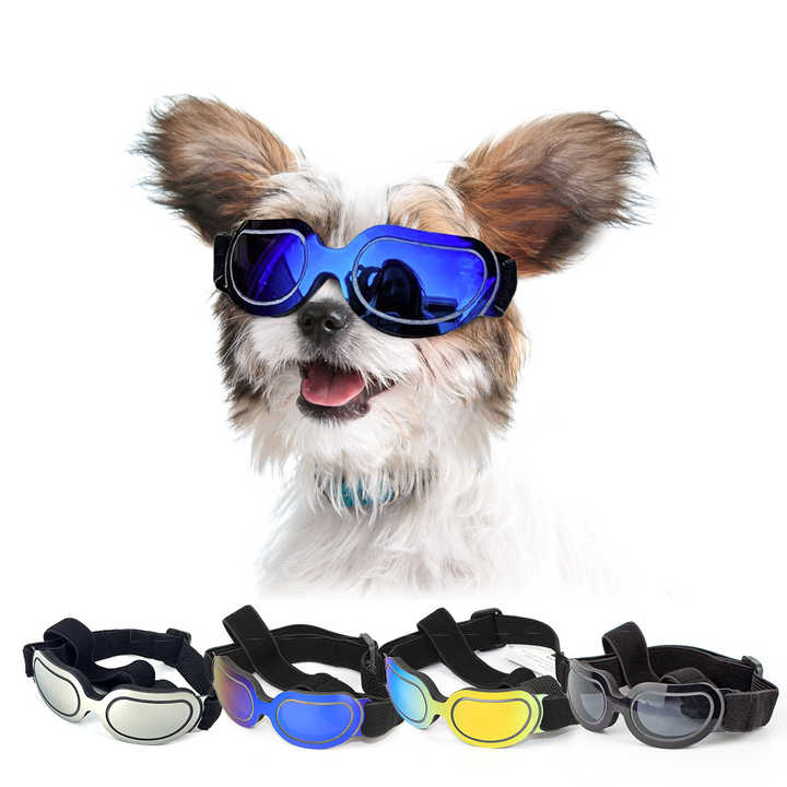 NNEDSZ Silver Lenses Pet Sunglasses for Dogs and Cats - UV Protection, Adjustable Strap, Anti-Wind and Anti-Fog Pet Goggles