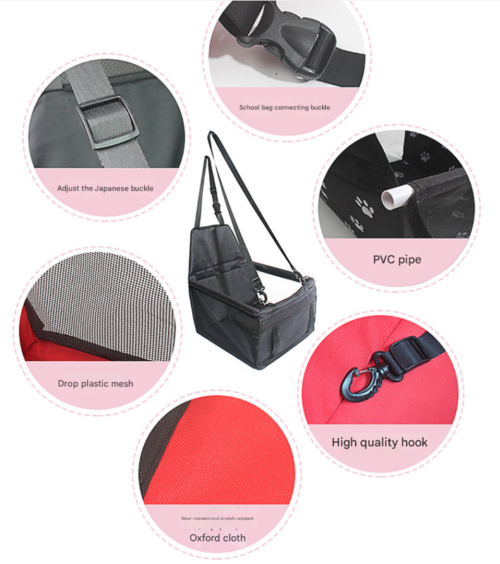 NNEDSZ Black Portable Pet Car Seat for Dogs and Cats - Adjustable Car Seat Cover, Pet Travel Car Carrier with Safety Belt