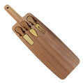 NNEDSZ Brown And Gold Premium Acacia Wood Cheese Board Set | Charcuterie Platter with 3 Stainless Steel Knives