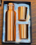 Ayurvedic Copper Water Bottle & Glass Gift Set - 100% Pure Copper, Sustainable Wellness Gift for Diwali, Christmas, Corporate Gifts