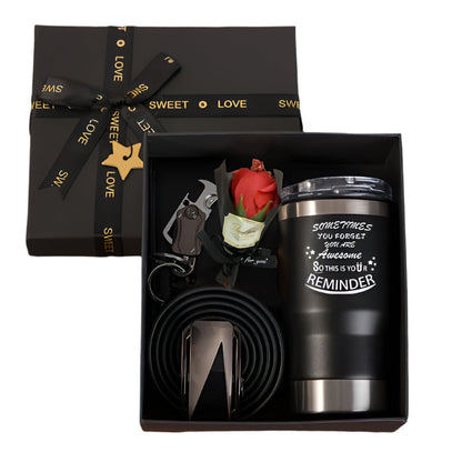 Men's Gift Set with Wallet Belt Keychain (6pcs)