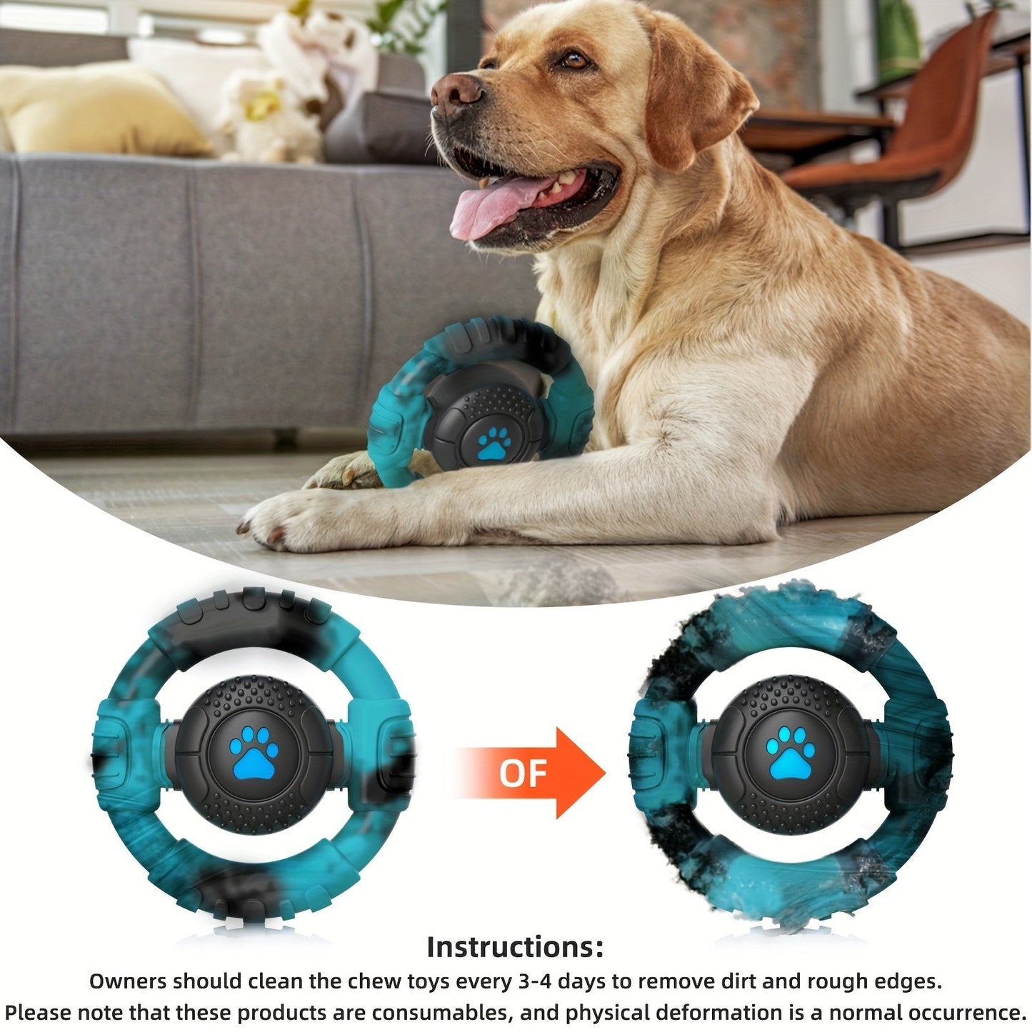 Steering Wheel Dog Chew Toy for Medium Dogs