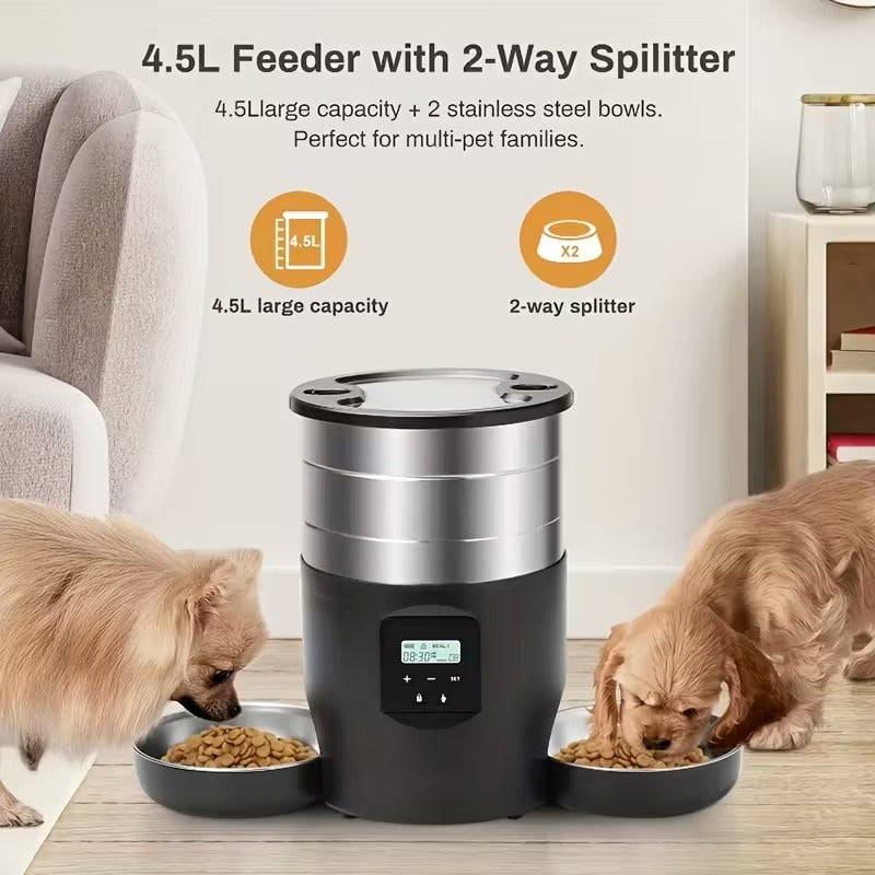 NNETM 4.5L Stainless Steel Smart Automatic Pet Feeder