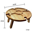Portable Beach Table Outdoor Folding Small Wine Desk  2 In 1 Wooden Picnic Food Table Drink Wine Glasses Holder Picnic Board